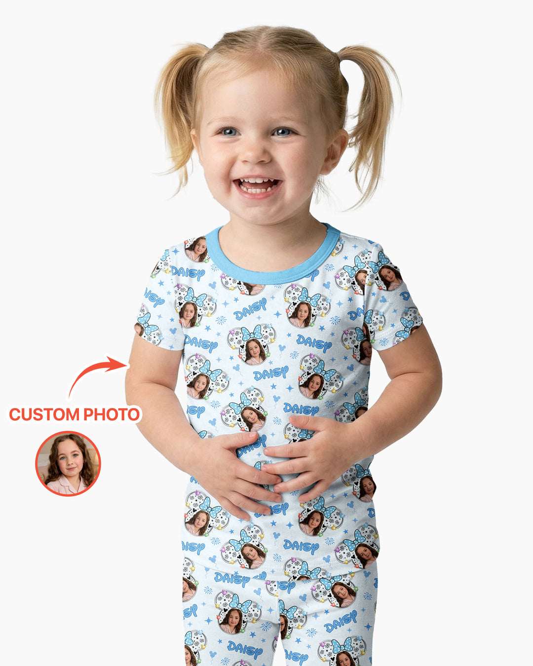 Custom Photo Little Princess Bamboo Two Piece Short Sleeve Pajama Set