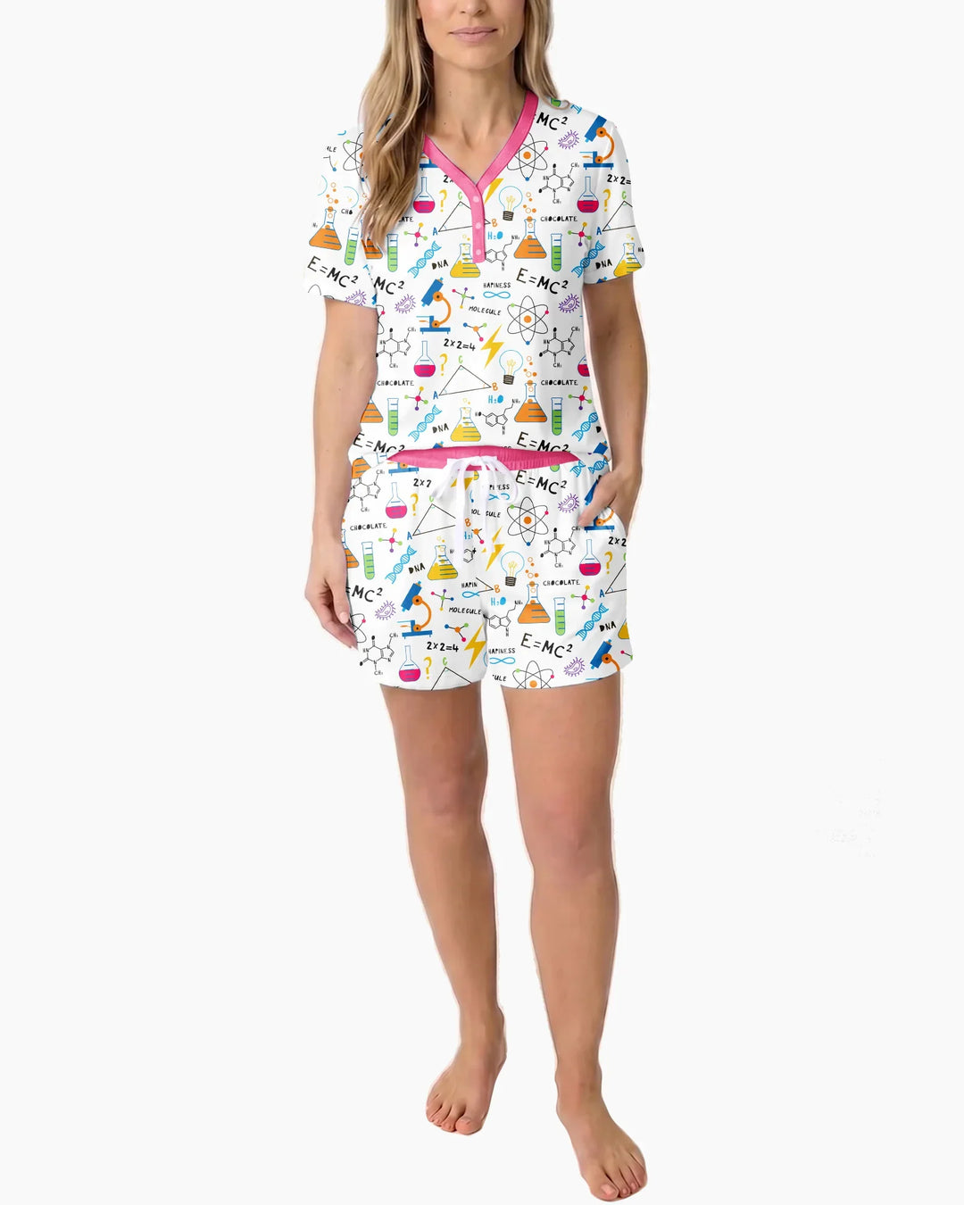 Science Explorer Family Matching Bamboo Women Short Sleeve Short Pajama Set