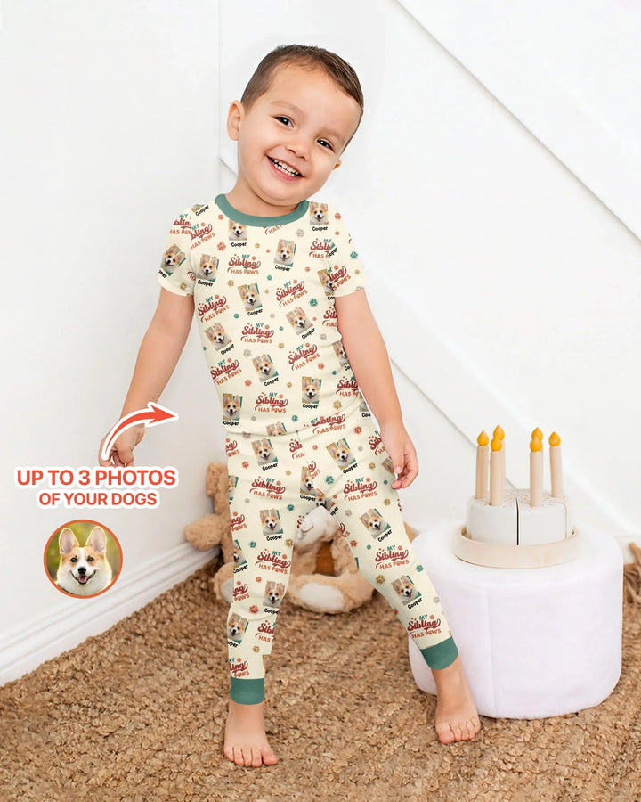 Custom Dog Photos "My Siblings Have Paws" Bamboo Two Piece Long Sleeve Pajama Set