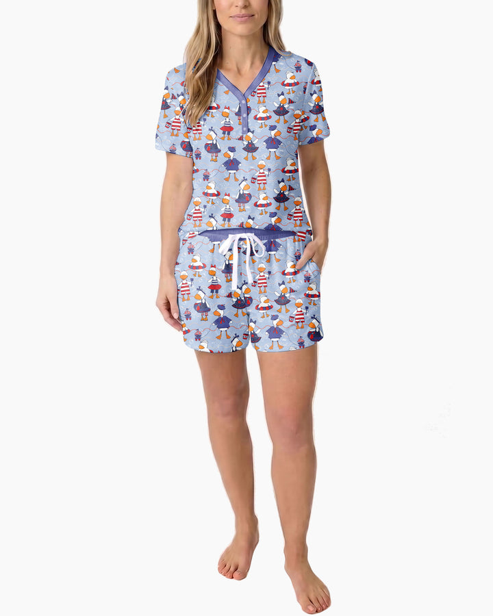 Freedom Floaties Family Matching Bamboo Women Short Sleeve Short Pajama Set