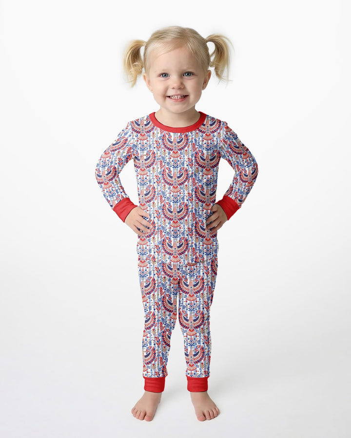 Patriotic Eagle Bamboo Two Piece Long Sleeve Pajama Set