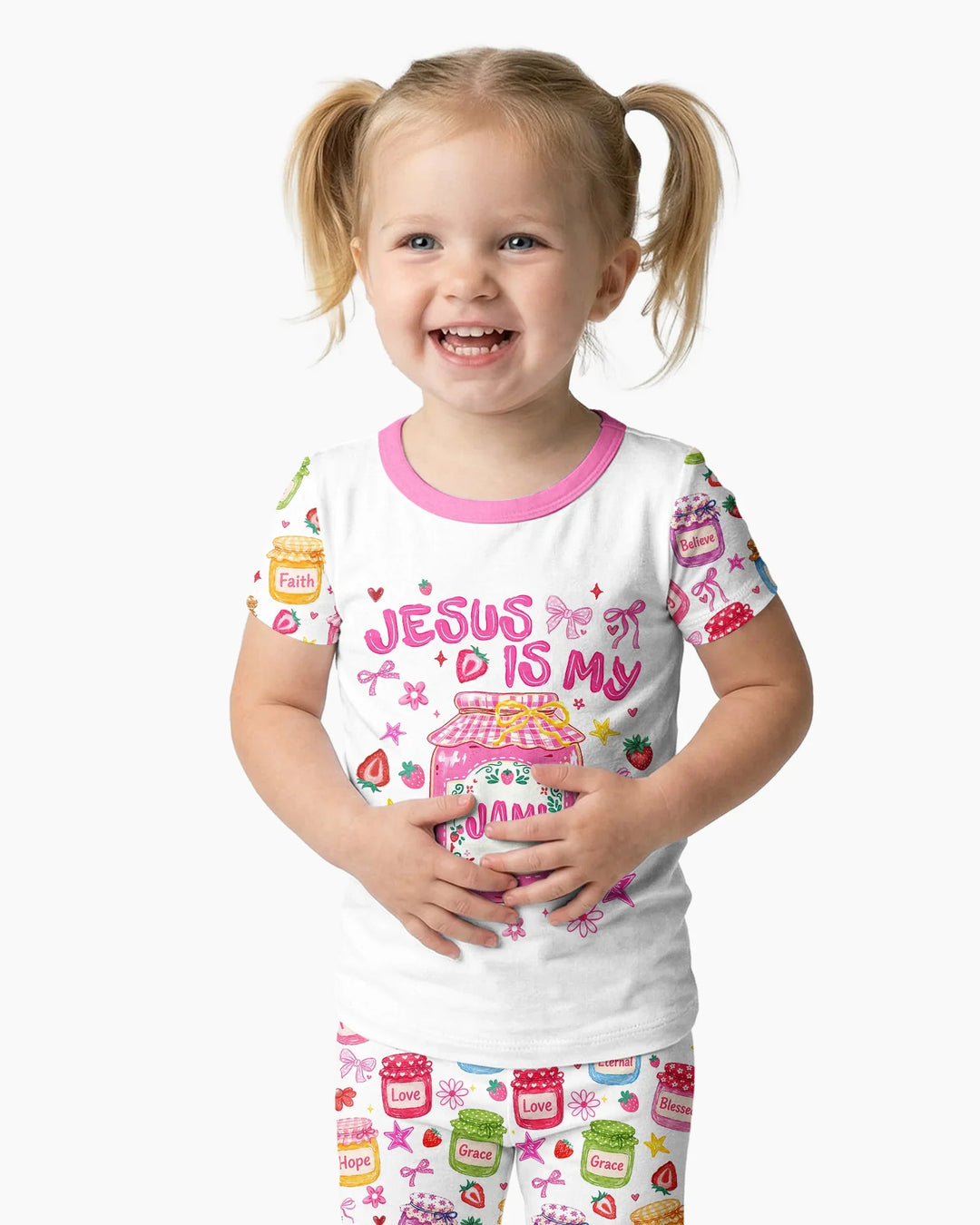 Preppy Summer Jesus Is My Jam Bamboo Two Piece Short Sleeve Pajama Set