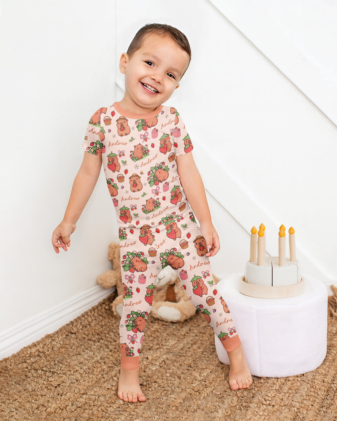 Zweiteiliges, kurzärmliges Pyjama-Set mit Marienkäfern