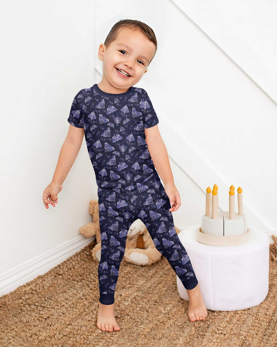 Very Peri Moths Bamboo Two Piece Short Sleeve Pajama Set