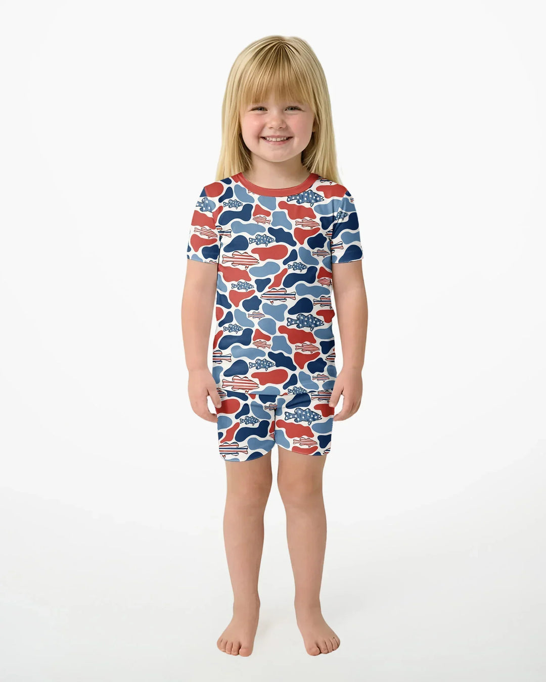 Reel America Daddy & Me Matching Bamboo Two Piece Short Sleeve Shorts Pajama Set