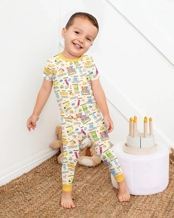 Back To School Survival Kit Bamboo Two Piece Short Sleeve Pajama Set