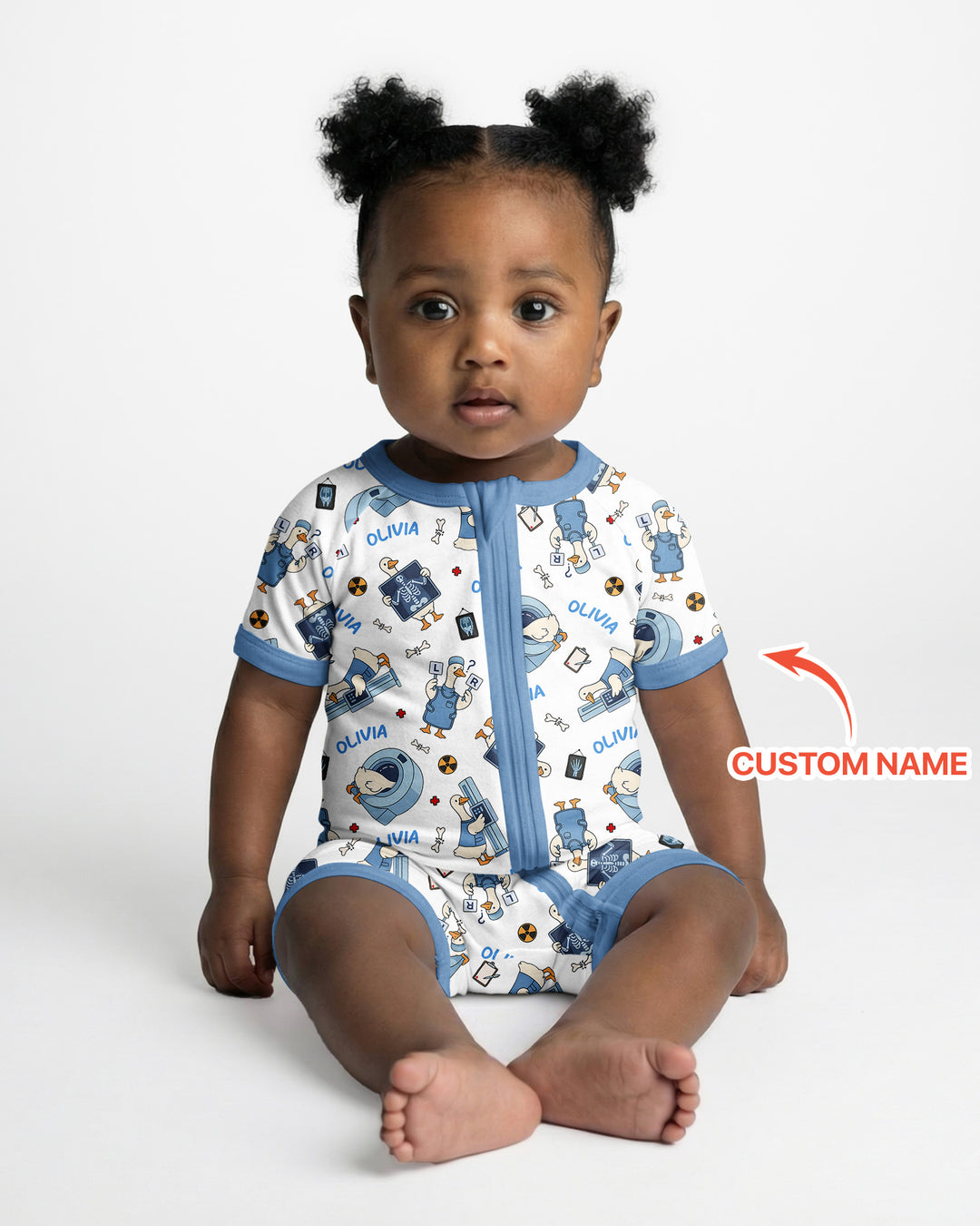 Plantilla PERSONALIZADA de Bambú Pijama Corto con Cremallera