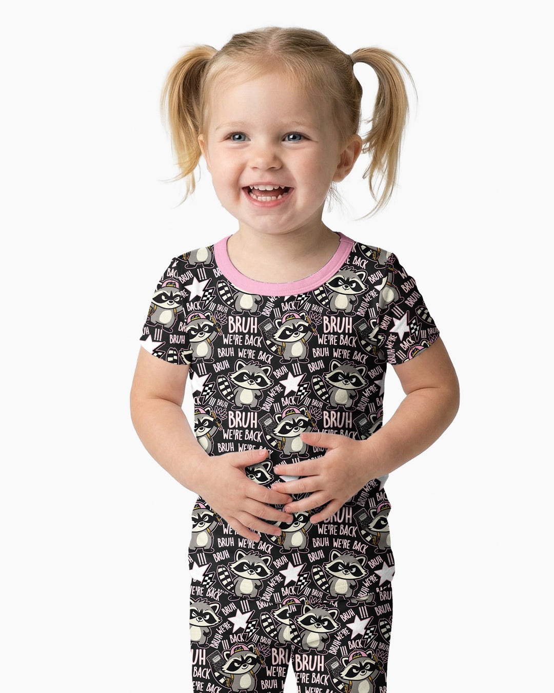 Conjunto de pijama de dos piezas de bambú con mangas cortas Hamsa Heart Guardians para la familia