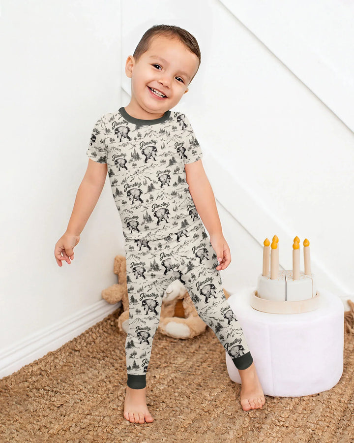 Conjunto de pijama de dos piezas de manga corta de bambú