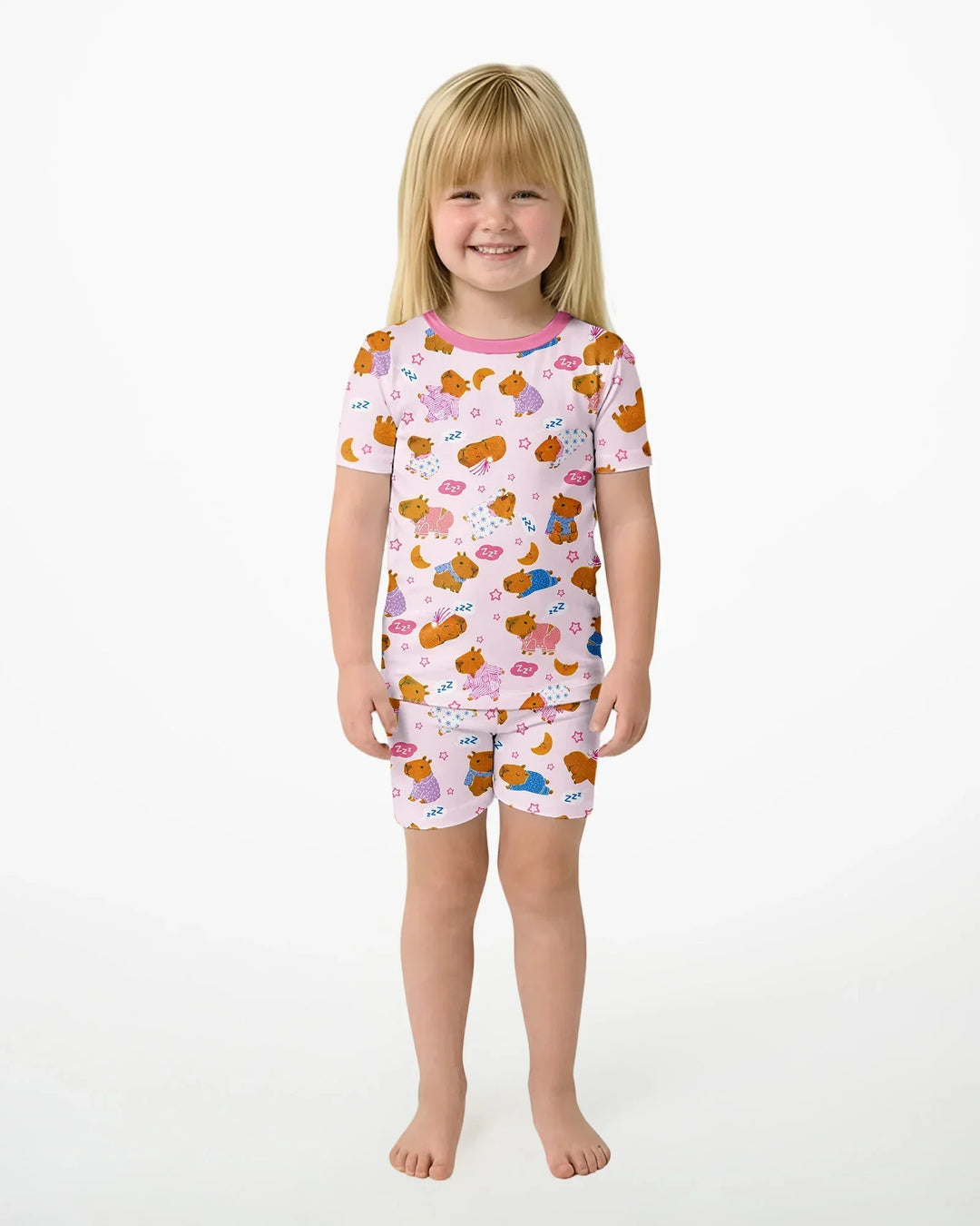 Conjunto de Pijama de Dos Piezas de Bambú con Mangas Cortas y Pantalones Cortos