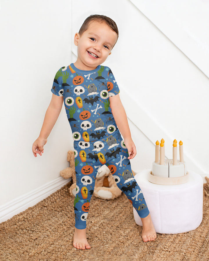 Little Monsters Bamboo Two Piece Short Sleeve Pajama Set For Haloween