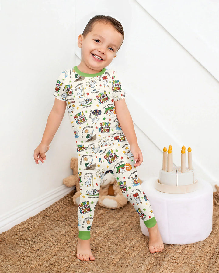 Silly Goose Happy Last Day of School Bamboo Two Piece Short Sleeve Pajama Set