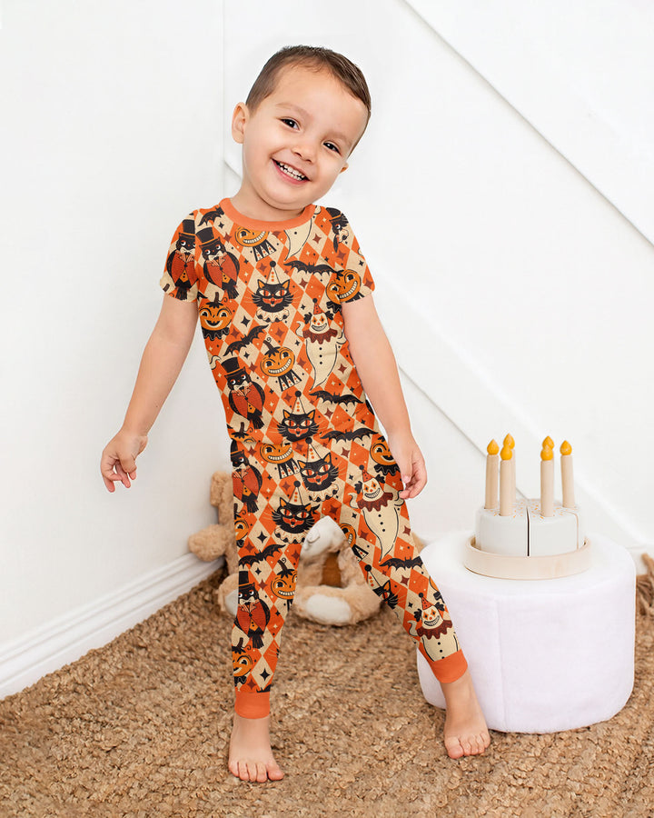Vintage Halloween Carnival Bamboo Two Piece Short Sleeve Pajama Set