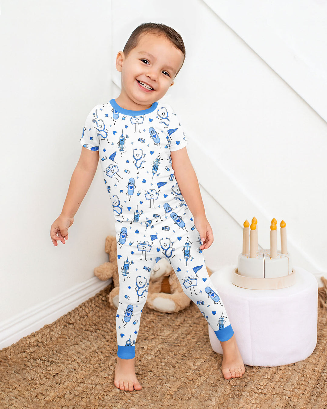 Cute Nurse Crew Bamboo Two Piece Short Sleeve Pajama Set