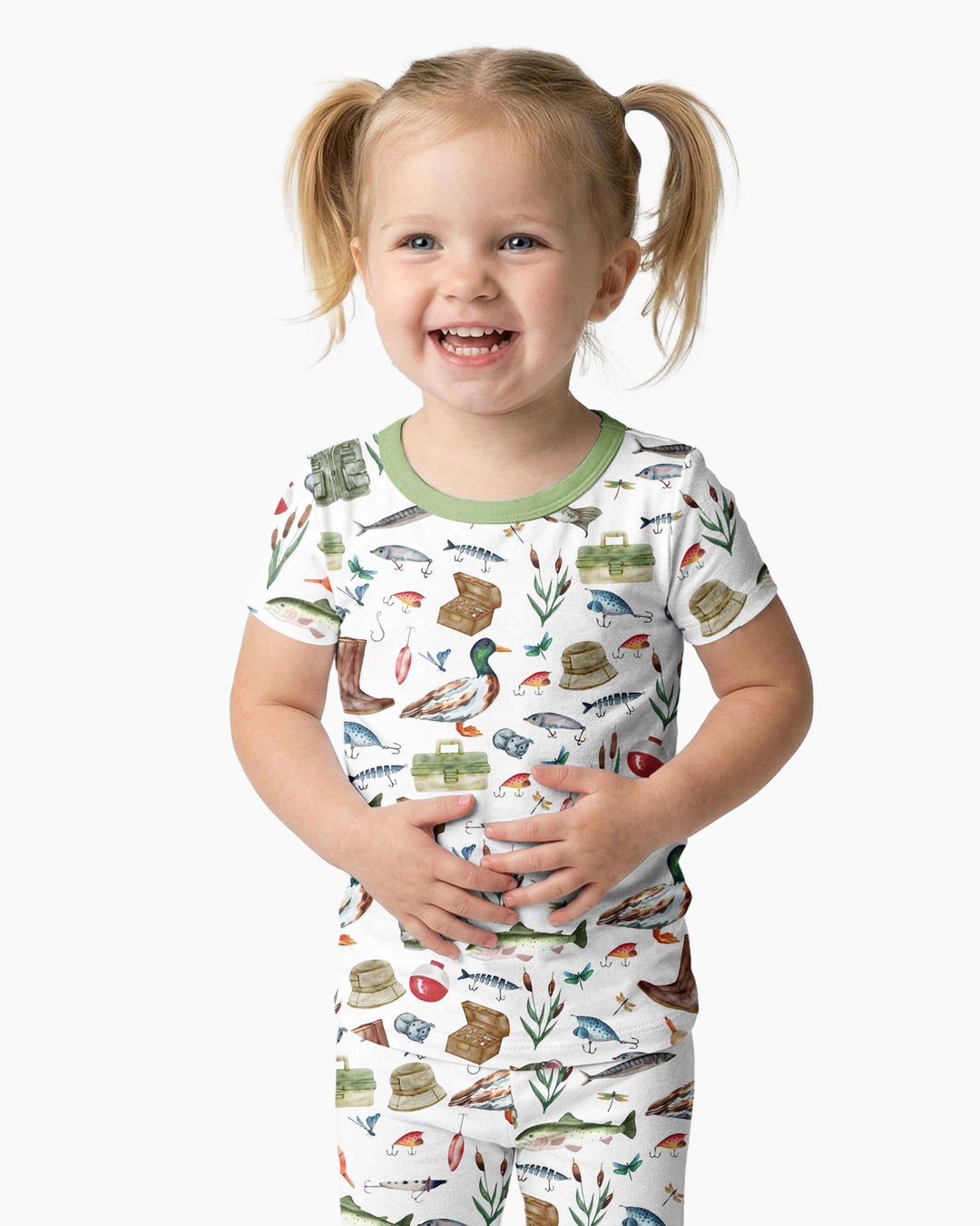 Daddy's Fishing Buddy Daddy& Me Matching Bamboo Two Piece Short Sleeve Pajama Set