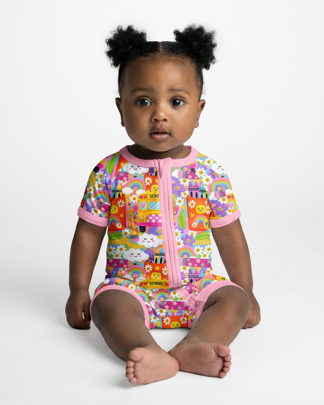 Retro Happy Classroom Bamboo Shorty Zippy