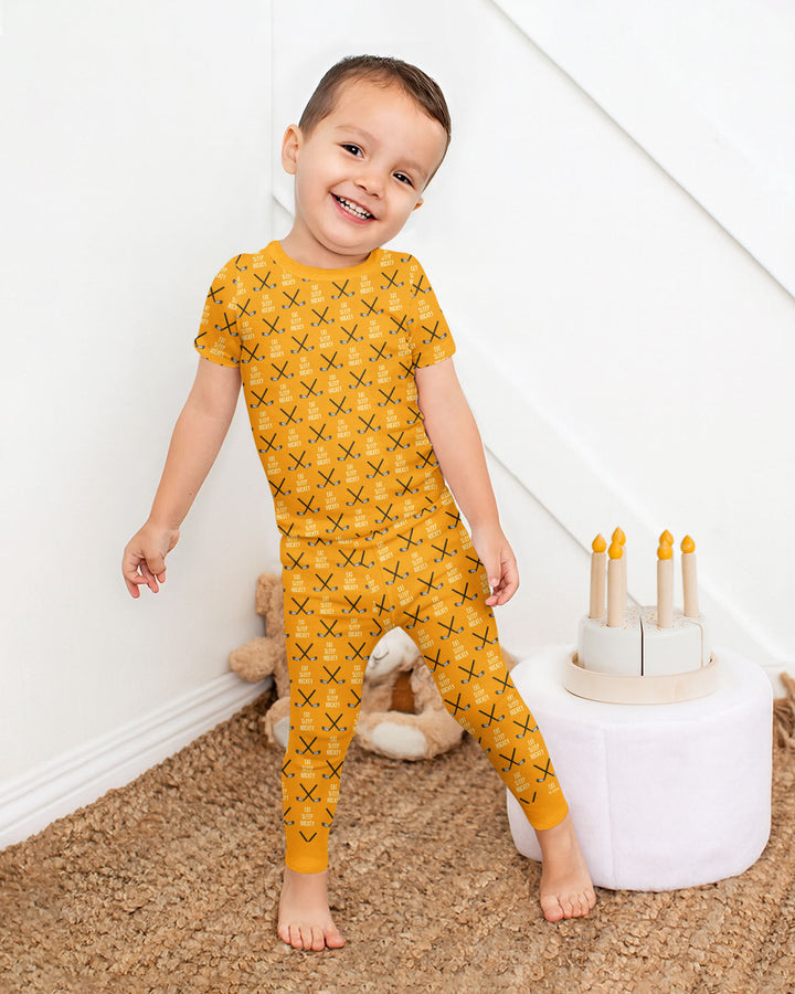 Eat Sleep Hockey Bamboo Two Piece Short Sleeve Pajama Set
