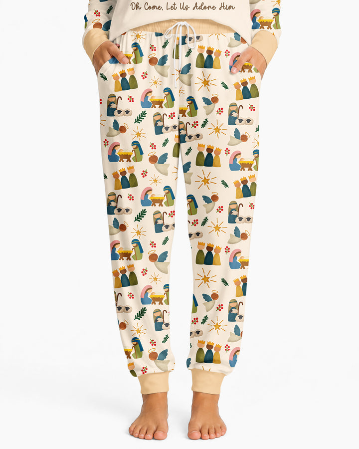 Oh Come, Let Us Adore Him Family Matching Bamboo Women Pajama Set