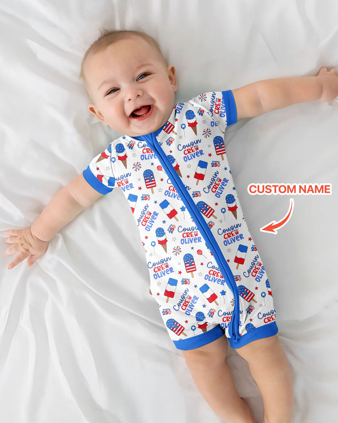 Plantilla PERSONALIZADA de Bambú Pijama Corto con Cremallera