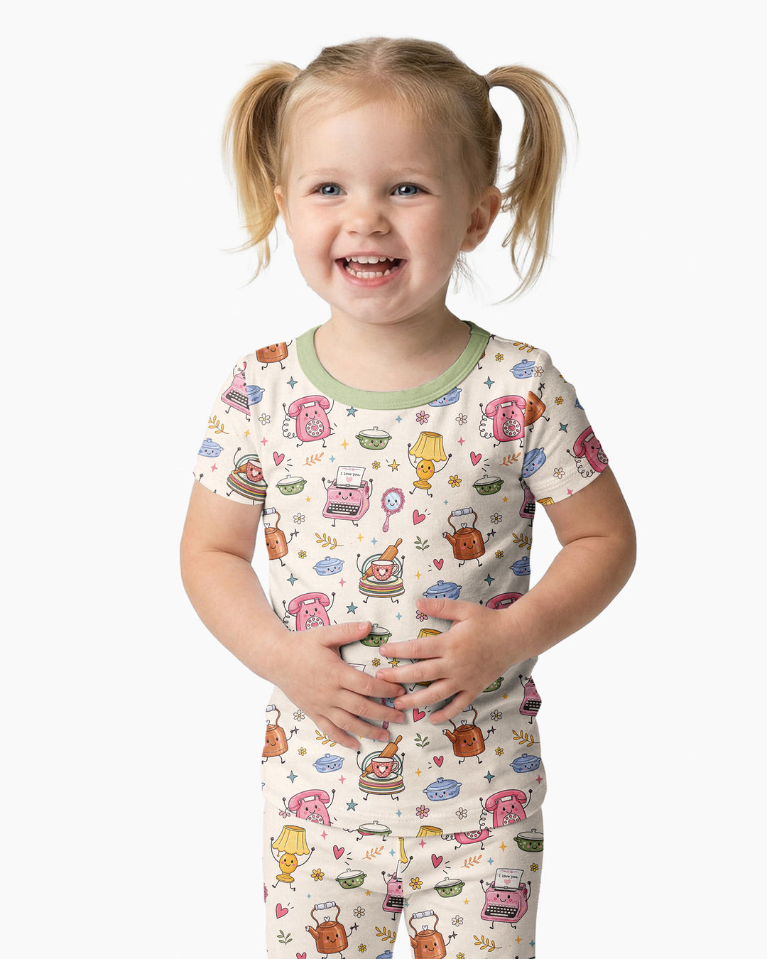Conjunto de pijama de dos piezas de manga corta de bambú
