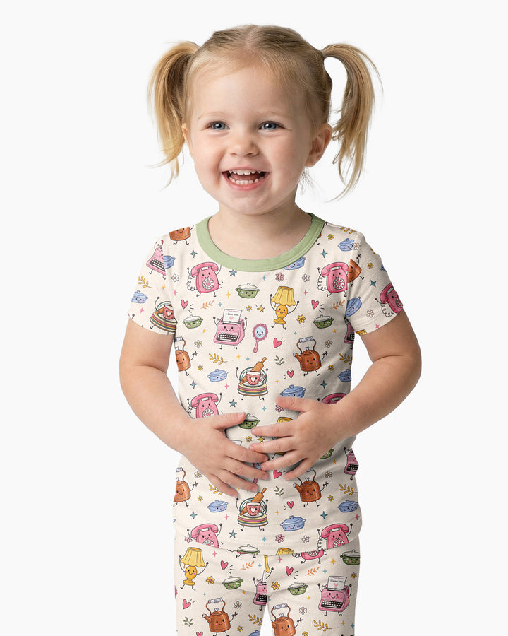 Conjunto de pijama de dos piezas de manga corta de bambú