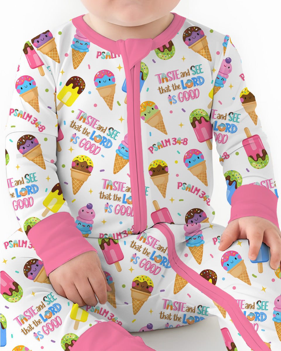 Jesus Summer Ice Cream Taste and See That The Lord Is Good Bamboo Convertible Zippy