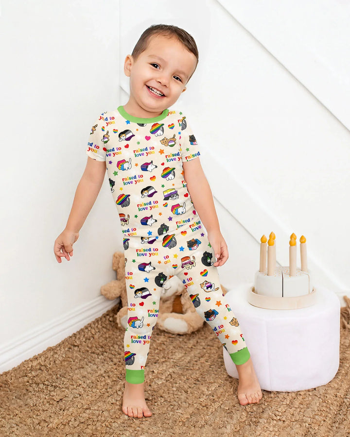 Rainbow Paws Family Matching Bamboo Two Piece Short Sleeve Pajama Set