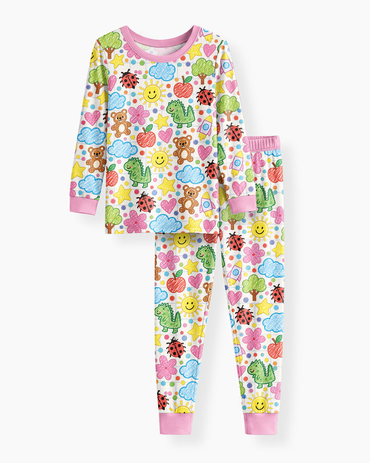 Baby Cute Draw Bamboo Two Piece Long Sleeve Pajama Set