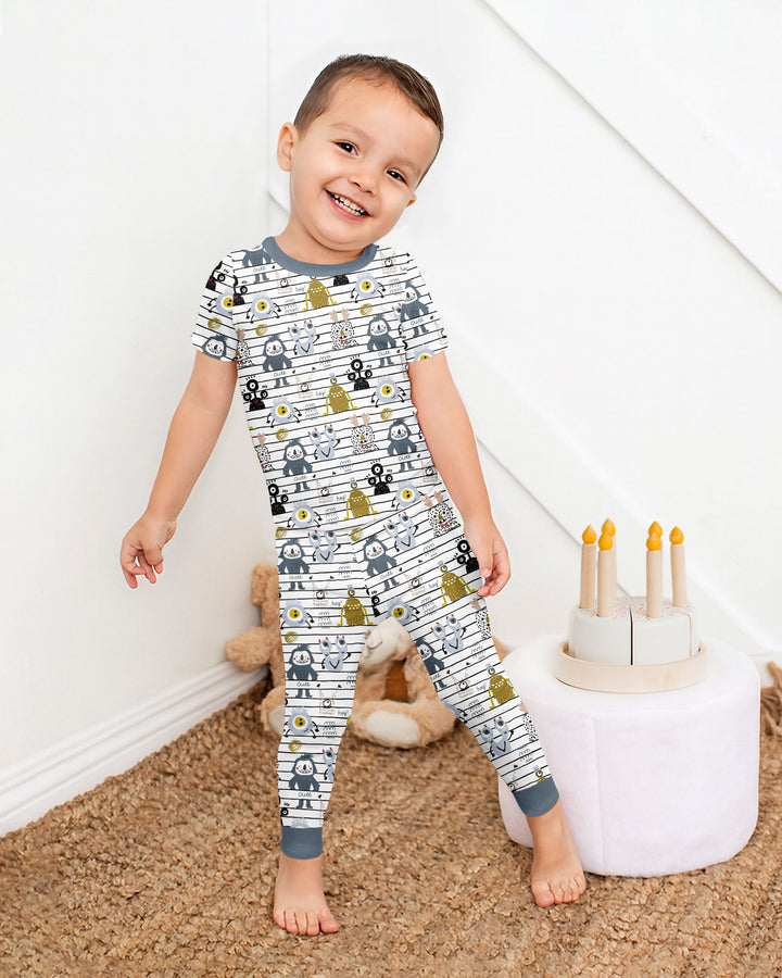 Playful Monster Friends Bamboo Two Piece Short Sleeve Pajama Set