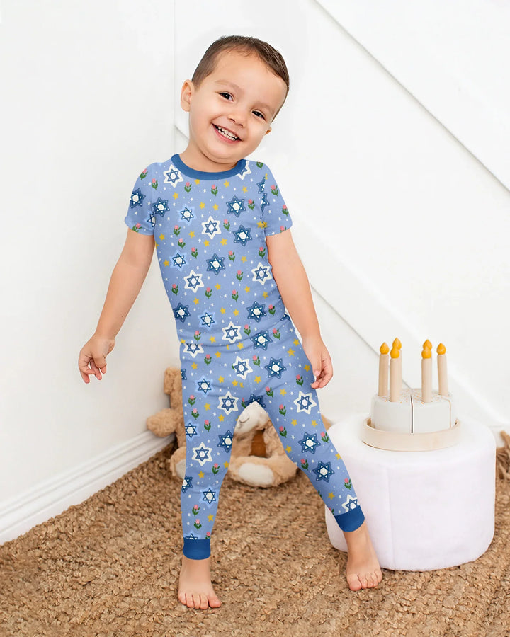 Starry Bloom Blessings Family Matching Bamboo Two Piece Short Sleeve Pajama Set