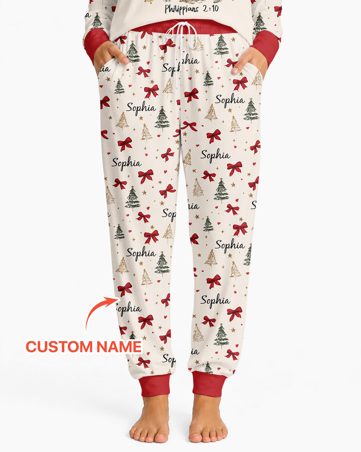 Every Knee Shall Bow Custom Name Mommy And Me Matching Bamboo Women Pajama Set