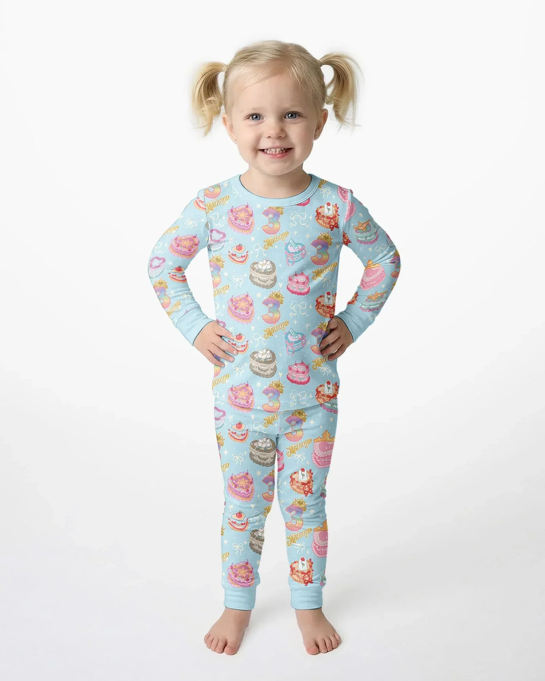 Custom Princess Baby Birthday Bamboo Two Piece Long Sleeve Pajama Set