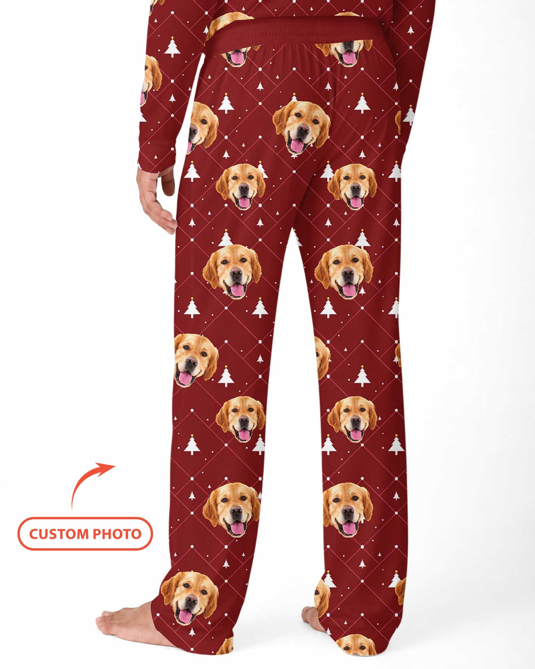 Custom Photo With Christmas Pattern Pajamas Bamboo Men's Pajama Set