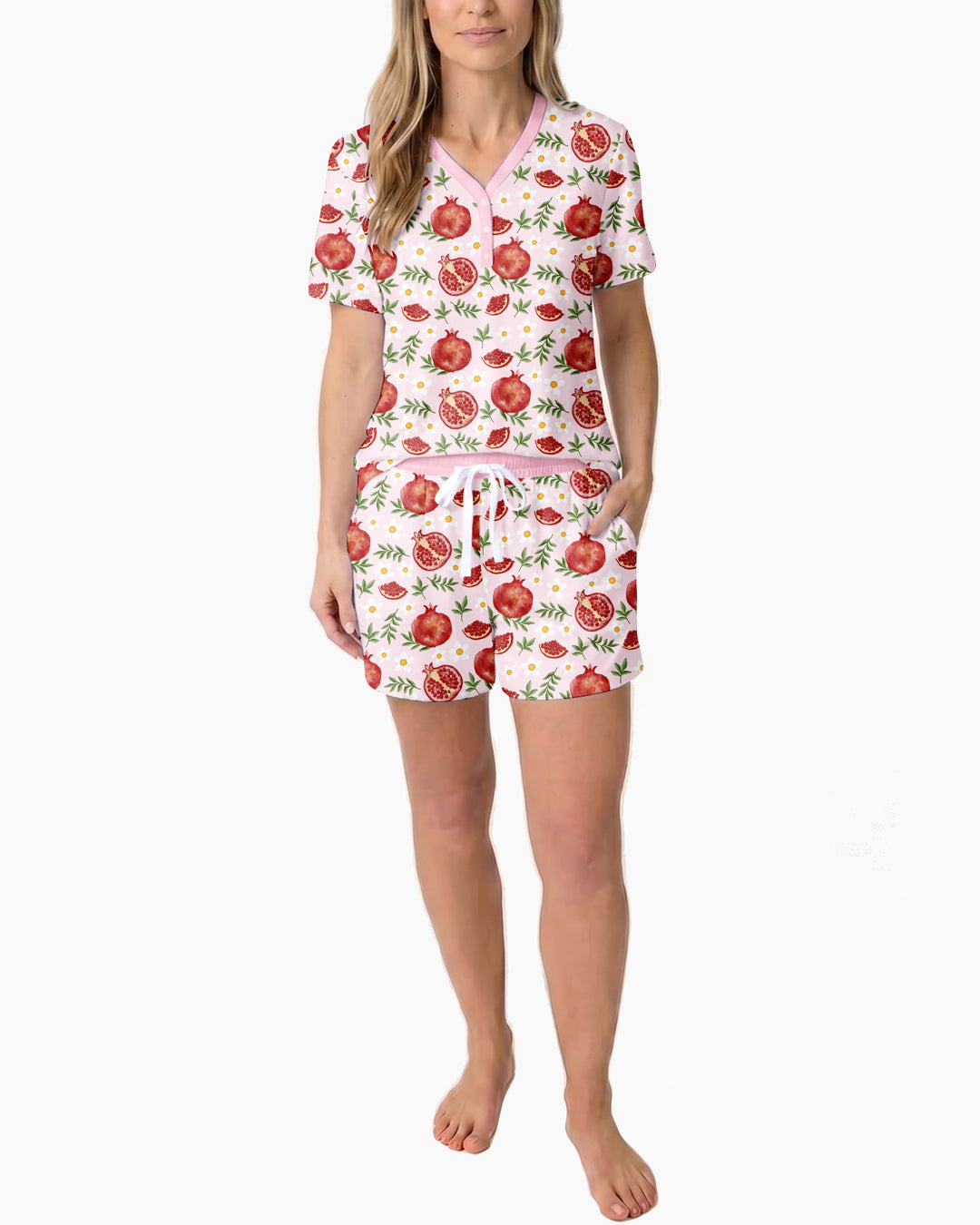 Pomegranate Garden Joy Family Matching Bamboo Women Short Sleeve Short Pajama Set