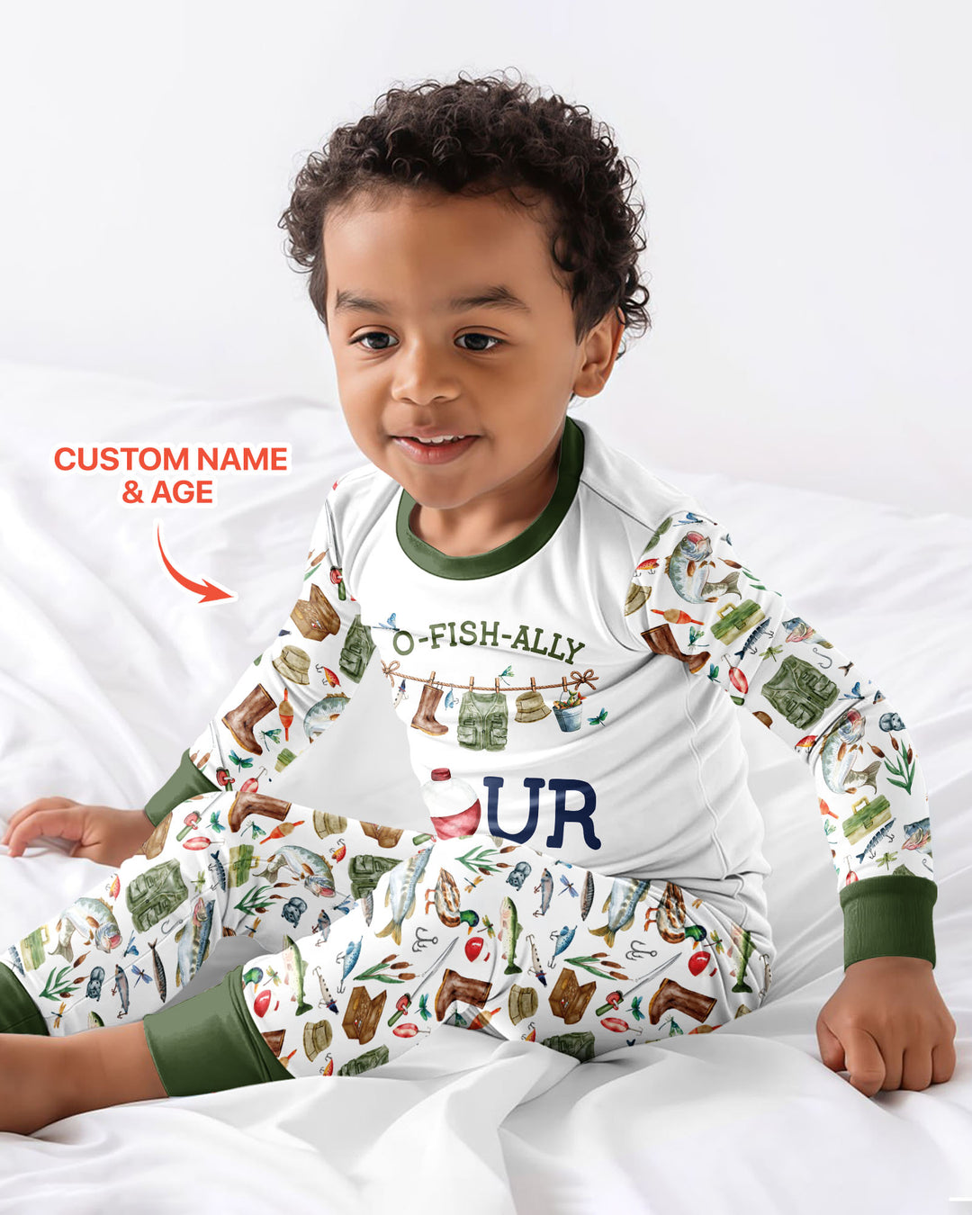 O-Fish-Ally Birthday – Personalized Name & Age Bamboo Two Piece Long Sleeve Pajama Set