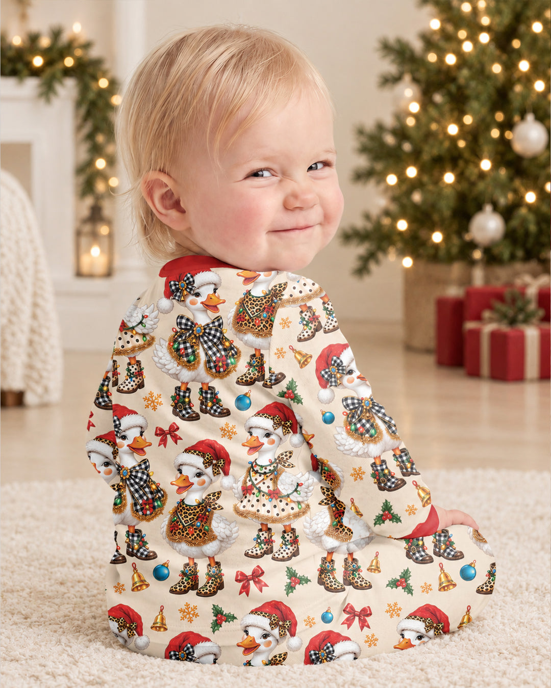 Holly Jolly Cowgirl Ducks Bamboo Two Piece Long Sleeve Pajama Set