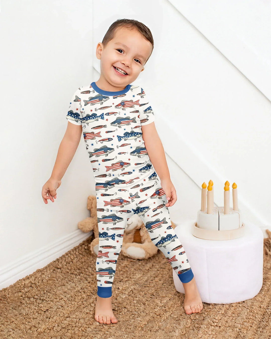 Conjunto de pijama de dos piezas de manga corta de bambú