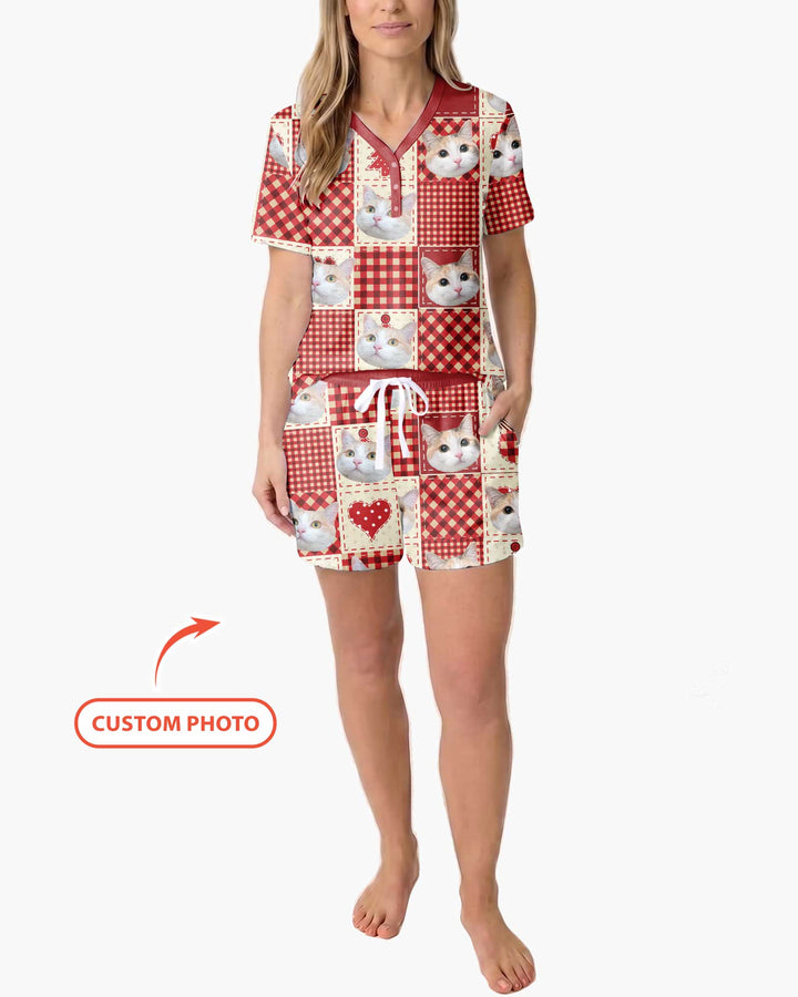 Christmas Ugly Pet Bamboo Women Short Sleeve Short Pajama Set