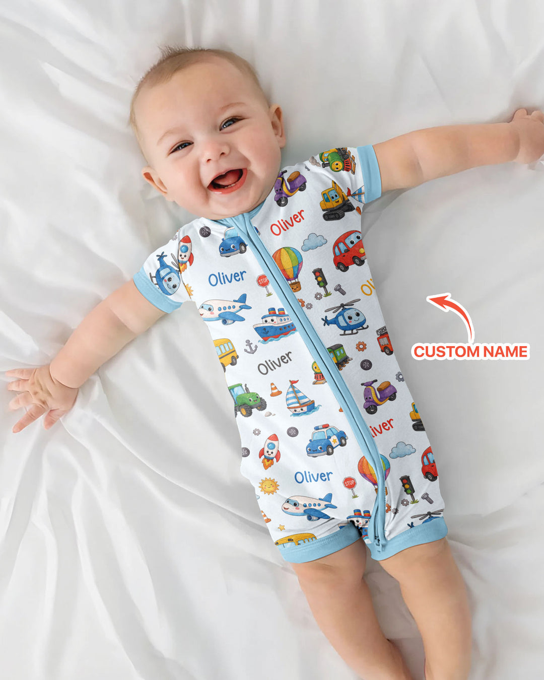 Plantilla PERSONALIZADA de Bambú Pijama Corto con Cremallera