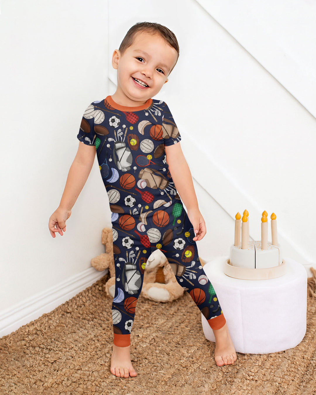 Sports Equipment Bamboo Two Piece Short Sleeve Pajama Set