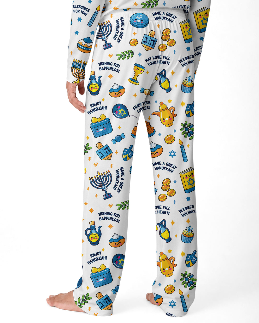 Kawaii Menorah Holiday Bamboo Men's Pajama Set