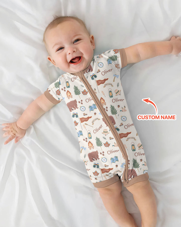 Plantilla PERSONALIZADA de Bambú Pijama Corto con Cremallera
