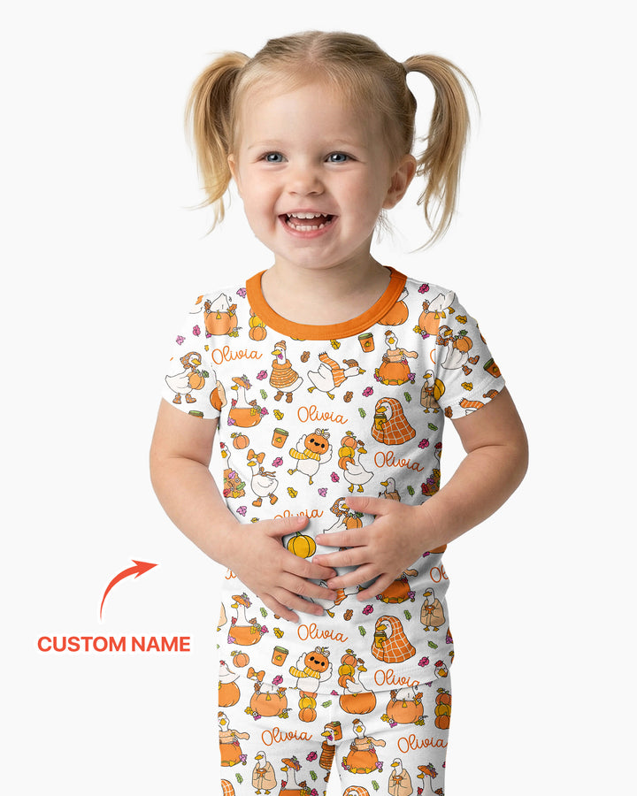 Fall Silly Goose Bamboo Two Piece Short Sleeve Pajama Set