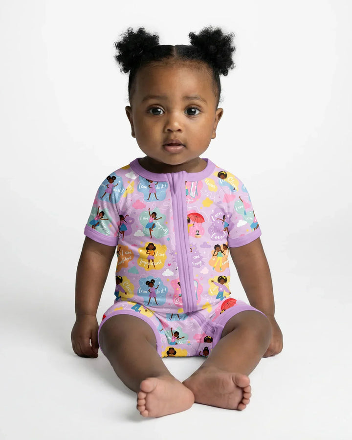 African American Girl I Am Loved Bamboo Shorty Zippy