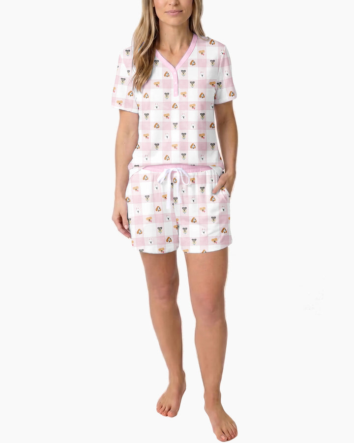 Plaid Pals Family Matching Bamboo Women Short Sleeve Short Pajama Set