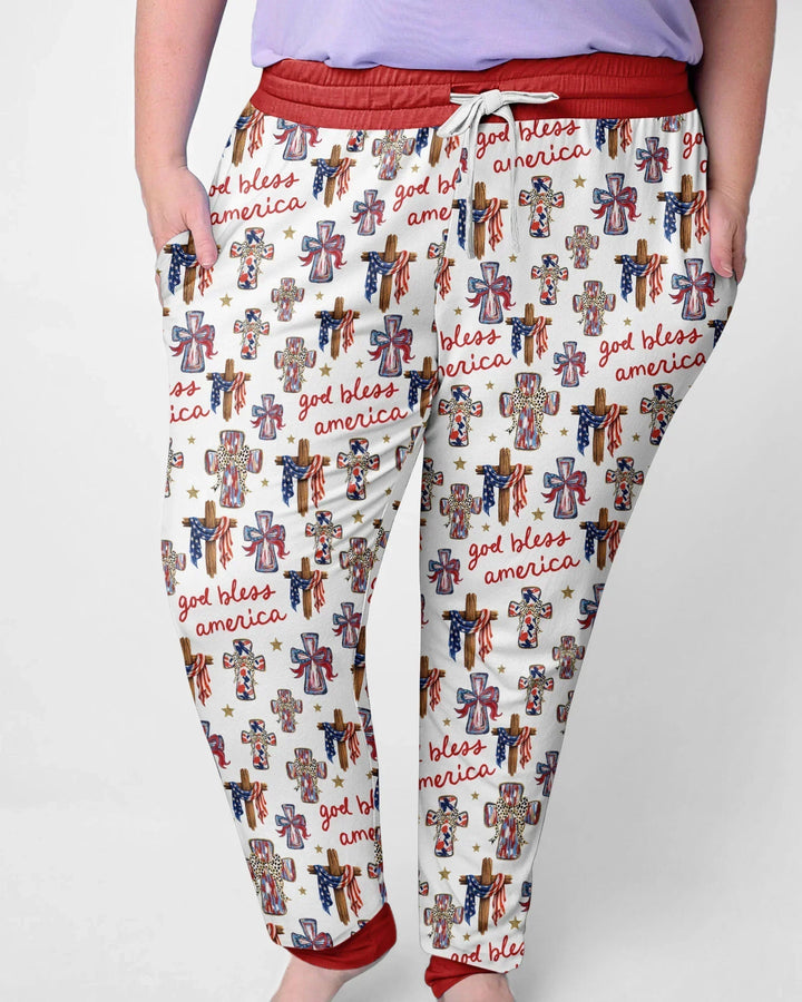 God Bless America Family Matching Bamboo Women Pajama Set