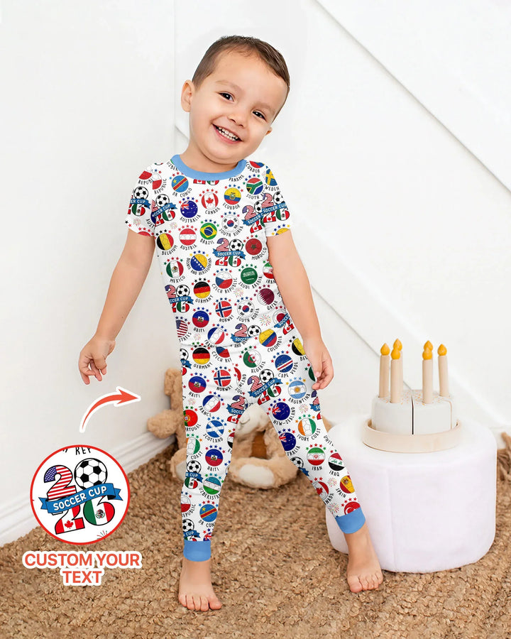 The World Plays Here 2026 Soccer Tour Bamboo Two Piece Short Sleeve Pajama Set