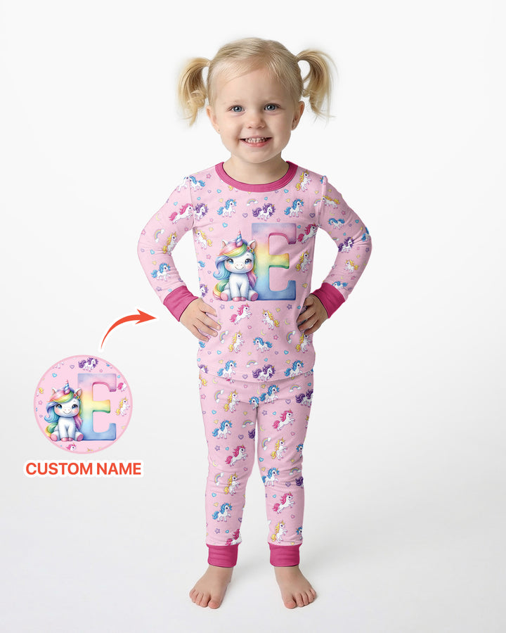 Cute Baby Word Car Bamboo Two Piece Long Sleeve Pajama Set