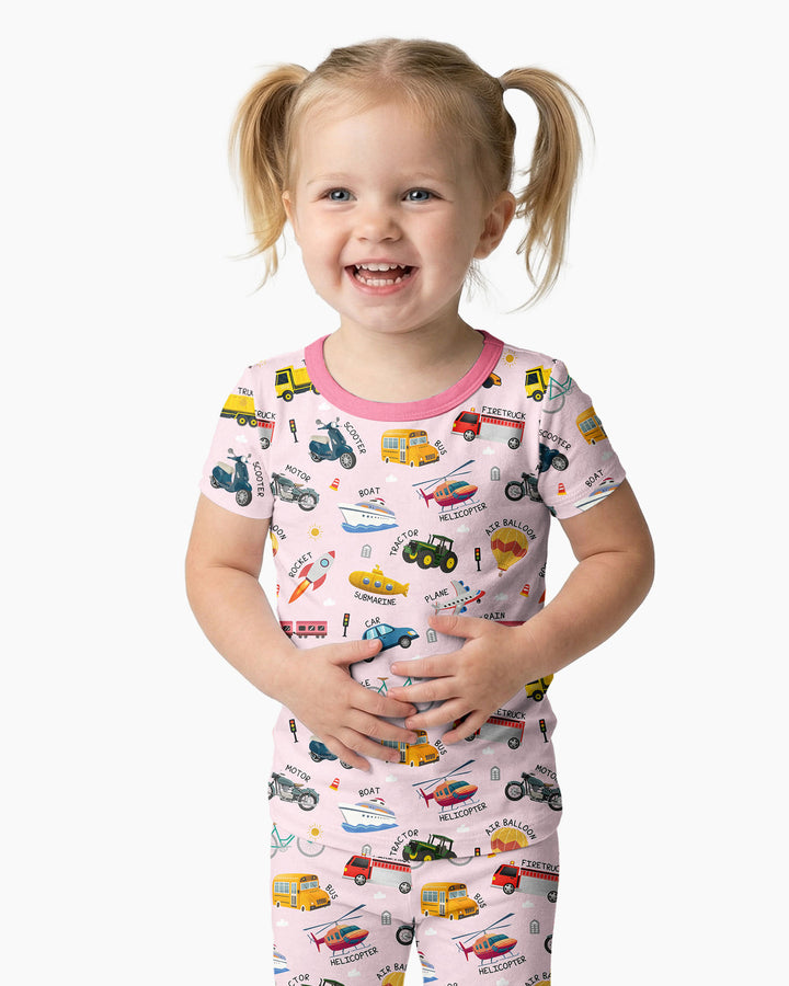 Vehicle Vocabulary Bamboo Two Piece Short Sleeve Pajama Set