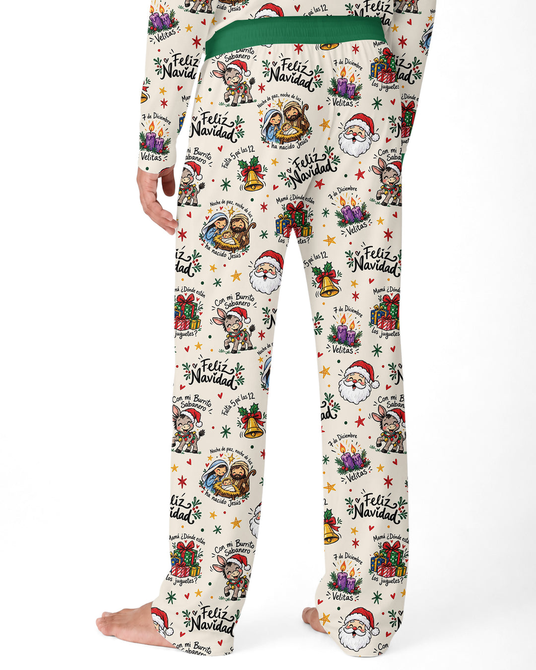 Whimsical Feliz Navidad Christmas Bamboo Men's Pajama Set